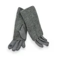 Suede and knit fingerless gloves Grey