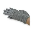 Fingerlose Handschuhe aus Wildlederimitat und Strick in Grau