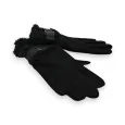 Gants d'hiver noirs fourrés moumoute