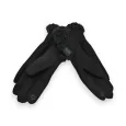 Gants d'hiver noirs fourrés moumoute