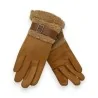 Guantes cálidos de ante sintético camel forrados de borreguillo