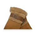 Warm camel suede gloves with faux fur lining