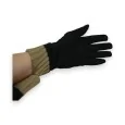 Elegante Handschuhe aus 3 Materialien in Schwarz und Taupe