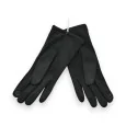 Gants bi-matière Noirs élégants