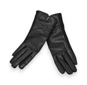 Guantes elegantes negros de dos materiales