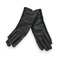 Elegante schwarze Handschuhe aus zwei Materialien