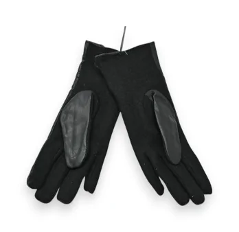 Guantes elegantes negros de dos materiales