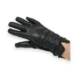 Elegante schwarze Handschuhe aus zwei Materialien