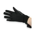 Elegante schwarze Handschuhe aus zwei Materialien