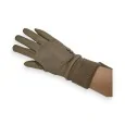 Two-tone taupe gloves with buttons