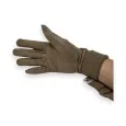 Two-tone taupe gloves with buttons