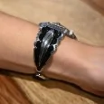 Armbanduhr Blatt Ernest schwarz und silber