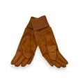 Elegant two-material camel gloves