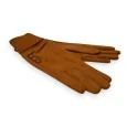 Guantes elegantes de dos materiales en color camel