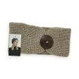 Taupe knitted headband with wooden button