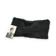 Winter headband with bow in black plush