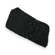 Winter headband in black knit with flower