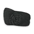 Winter headband in black knit with flower