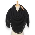 Black knitted triangle scarf with fringes