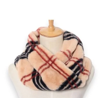 Plaid fleece snood scarf