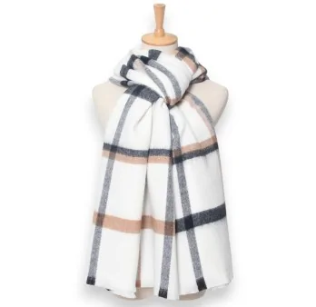 Trendy white plaid scarf