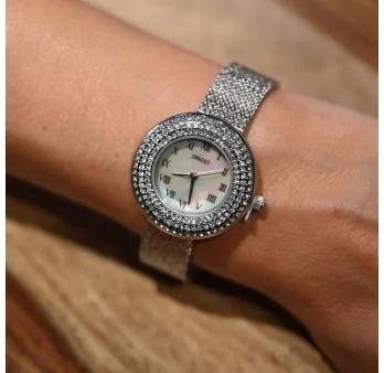 Ernest Jewelry Watch with a Metal Bracelet and a Strass Dial
