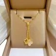 Fashion Necklace Double Pendant Gold Clover