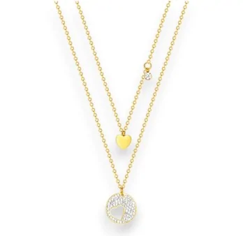 Double Row Crystal Heart Necklace