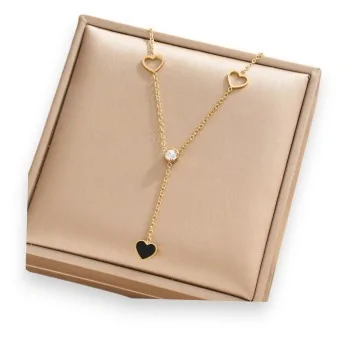 Gold-plated steel necklace with Cascading Hearts