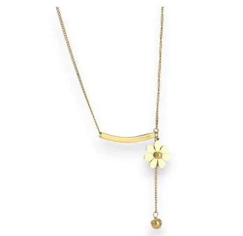 Gold-plated Steel Daisy Flower Necklace