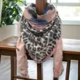 Bufanda Cuadrada Patchwork 4 en 1 Leopardo Rosa