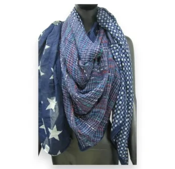 Reversible Square Scarf with Stars & Dots