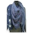 Reversible Square Scarf with Stars & Dots