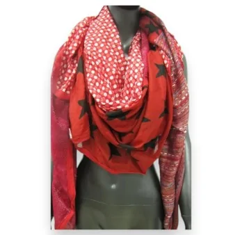 Foulard Carré Patchwork Stella Rouge