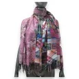 Luxury Dual-Faced Pink Patchwork Scarf