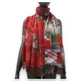 Reversible Red Floral Patchwork Scarf