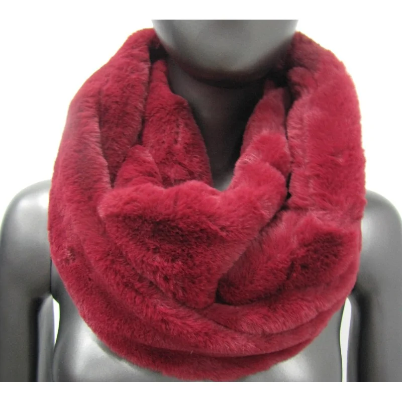 Snood Double Tour Velours Bordeaux