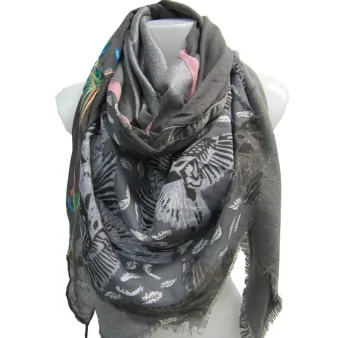 Multiface Gray Patchwork Square Scarf