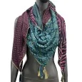 Foulard Quadrato Patchwork Multifaccia Blu Anatra-Prugna