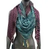 Square Patchwork Multiface Scarf in Teal-Plum