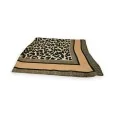 Beige Camel Leopard Print Satin Square Scarf