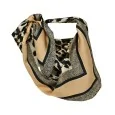 Beige Camel Leopard Print Satin Square Scarf