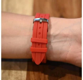 Ernest watch with a red silicone strap and a rhinestone dial
