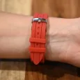 Ernest watch with a red silicone strap and a rhinestone dial