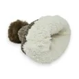 Taupe Corduroy Beanie Lined with Fleece and Pom-Pom