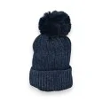 Gorro de Pana Azul Marino Forrado con Pompón