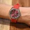 Ernest watch with a red silicone strap and a rhinestone dial