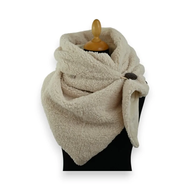 Bufanda Triangular de Rizo Beige