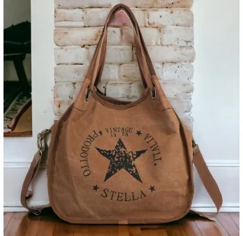 Borsa Stella Vintage Cammello Tela Stellata