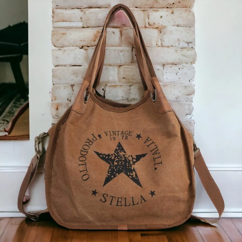 Borsa Stella Vintage Cammello Tela Stellata